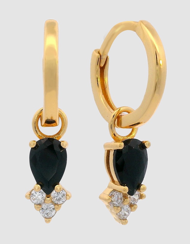Georgini - GEORGINI MIDNIGHT VELVET ASTERIA HOOP EARRINGS BLACK AND GOLD