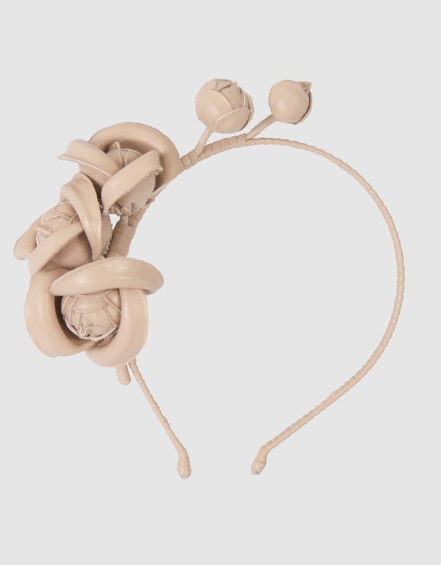 Max Alexander - Nude Leather Flowers Headband