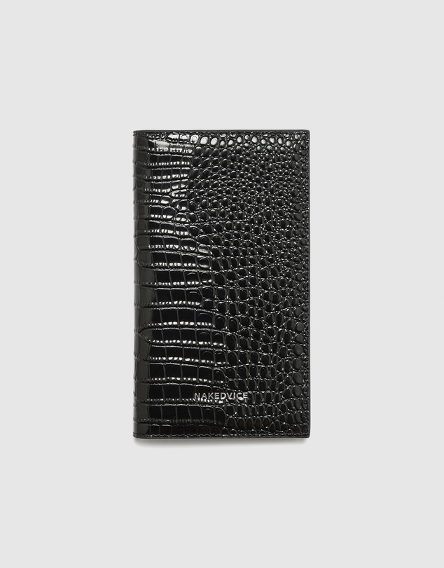 Nakedvice - The Salerno Black Croc Passport Wallet