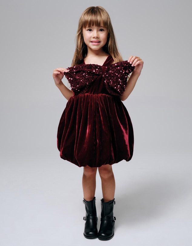 Bardot Junior - Kirrily Velour Bow Dress - Kids-Teens