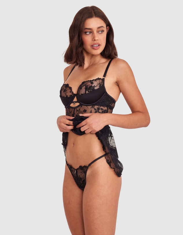 Bras N Things - Vamp All Yours High Leg G String - Black