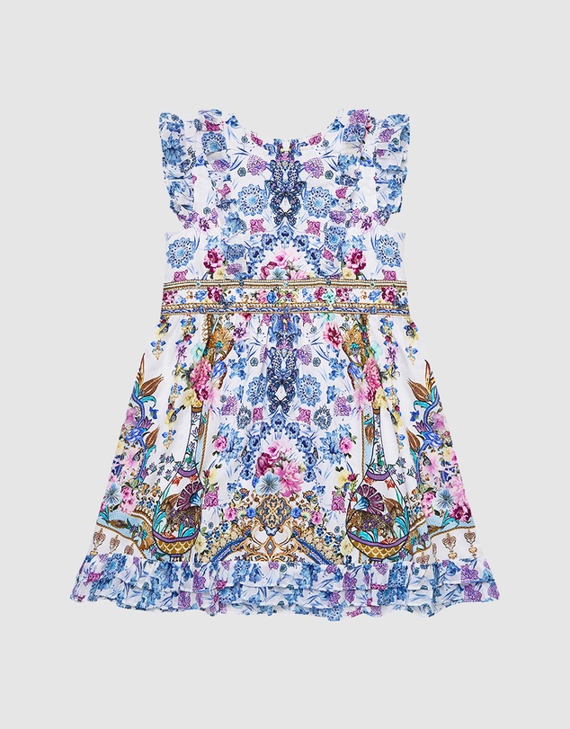 Camilla - Sleeveless Mini Dress With Frill Edges - Kids