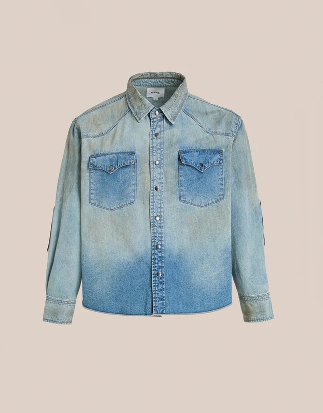 Found - Denim Western Snap Button Shirt