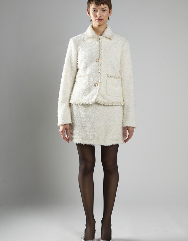 Glamorous - Button-Front Long Sleeve Textured Coat