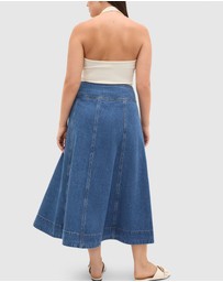 Seed Heritage - Denim Button Through Swing Skirt