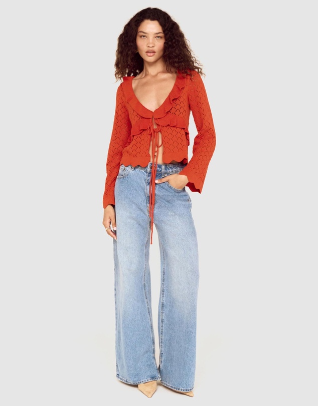 MINKPINK - Fia Pointelle Frill Top