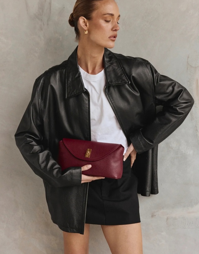VESTIRSI - Sloane Bordeaux Leather Convertible Clutch
