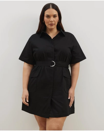 Atmos&Here Curvy - Amy Cotton Drill Mini Shirt Dress