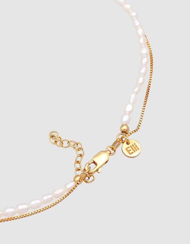 Elli Jewelry - Necklace Choker Sun Layer Freshwater Pearls in 925 Sterling Silver