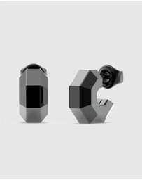 GUESS - Black IP Exagon Earrings
