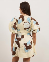Atmos&Here - Kelly Linen Blend Puff Sleeve Mini Dress