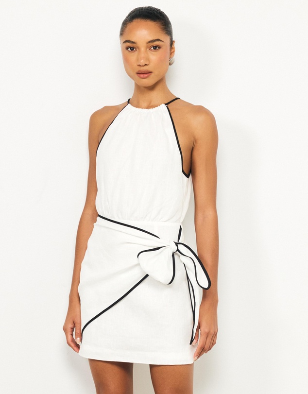 AERE - Lumi Contrast Bind Linen Mini Dress
