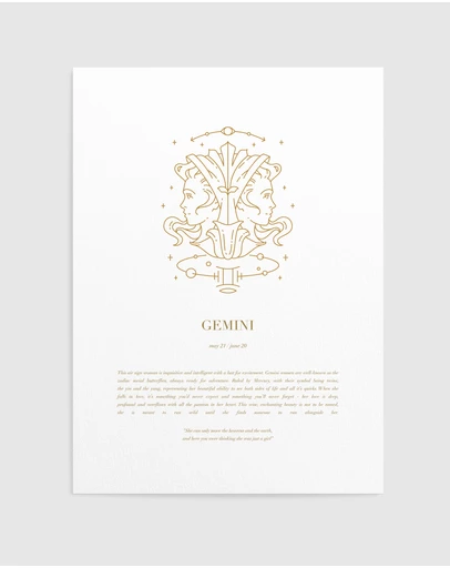 Olive et Oriel - Gemini Celestial Zodiac Art Print A3