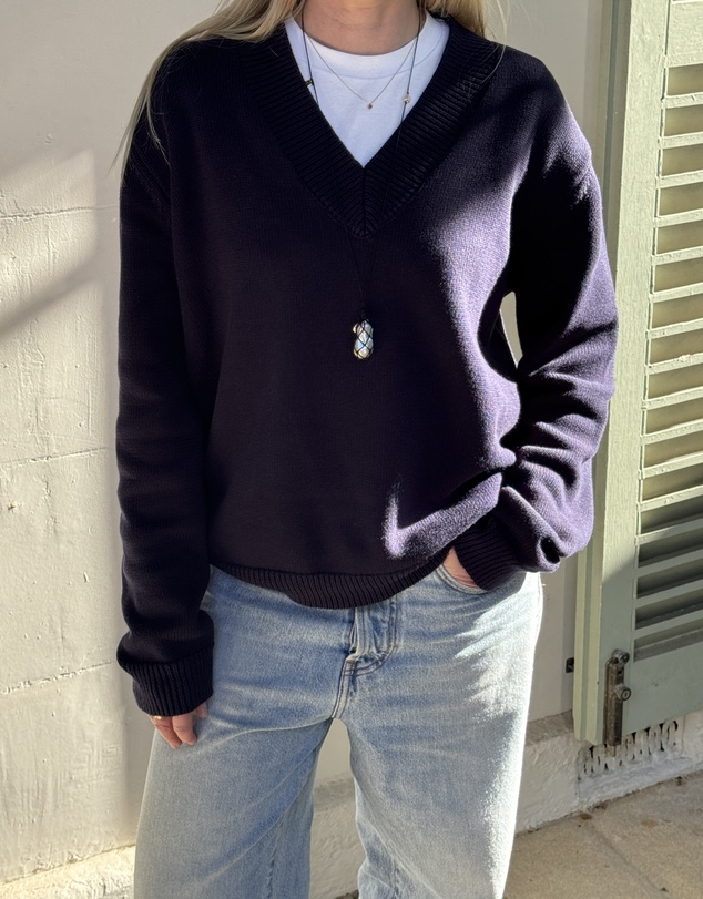 Dazie - Zara V-Neck Cotton Knit Jumper