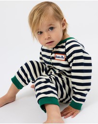 Goldie + Ace - Stripe Terry Logo Romper - ICONIC EXCLUSIVE - Babies