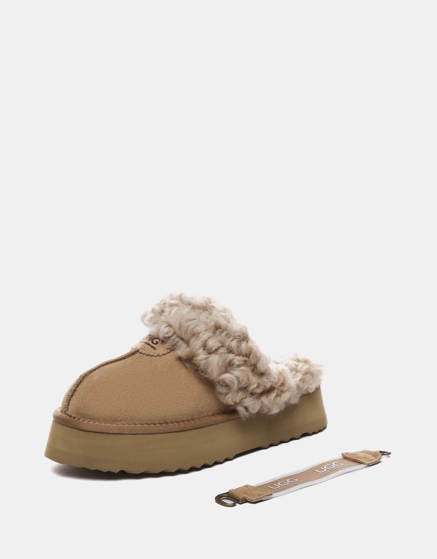 EVERAU - Australian Shepherd Ugg Waffle Curly Platform Cow Suede Upper House Shoes