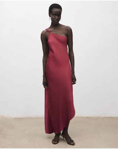 M.N.G - Asymmetrical Satin Dress