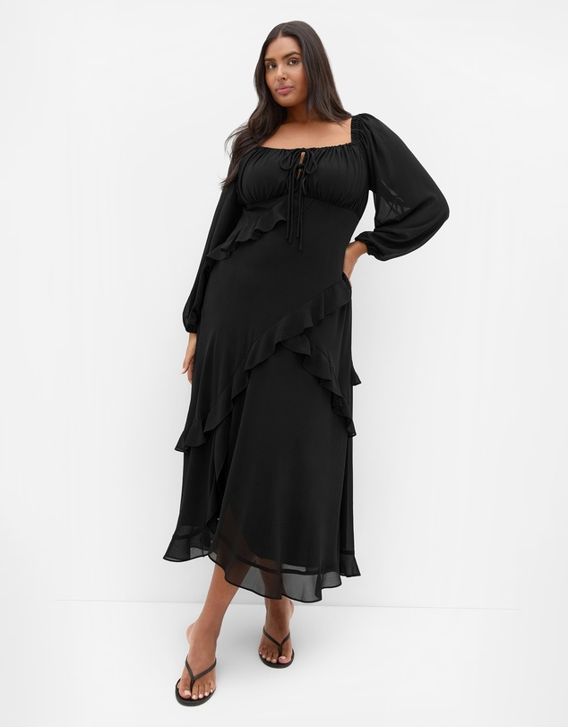City Chic - Plus size Shayla Long Sleeve Maxi Dress - black
