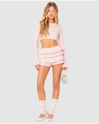 EDIKTED - Lindsay Ruffle Knitted Shorts