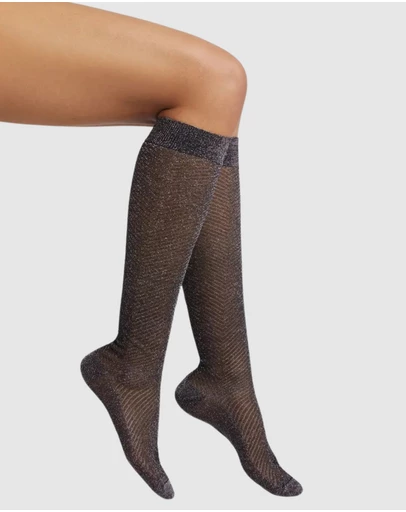 High Heel Jungle - Herringbone Lurex Knee High Socks