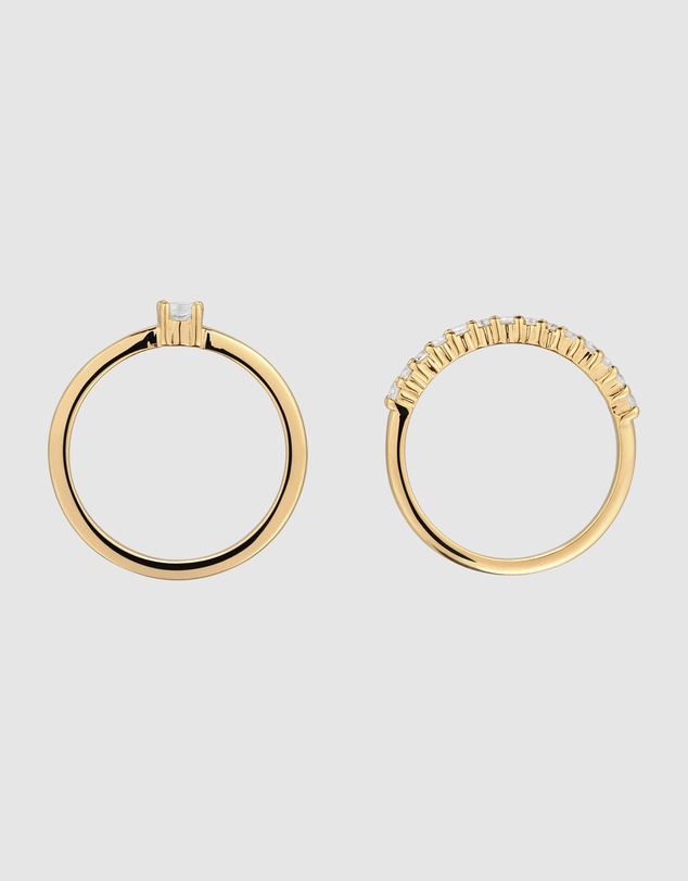 Elli Jewelry - Ring Set Moonstone Celestial 925 Sterling Silver Vermeil