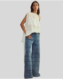 Cynthia Rowley - Windowpane Wide-Leg Jeans