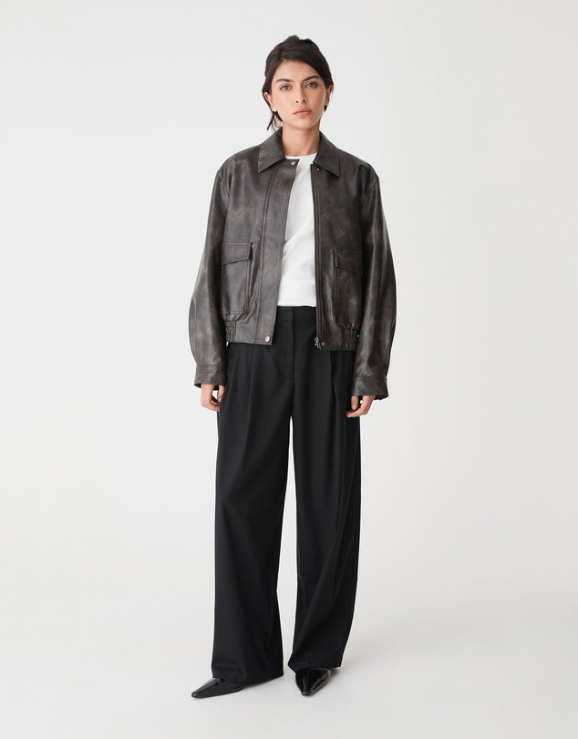 Forcast - Ada Faux Leather Bomber Jacket