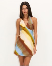 Dazie - Zadie Halter Linen Blend Mini Dress
