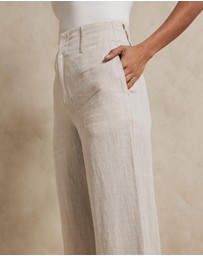 AERE - Linen Wide Leg Pants With Deep Waist Band