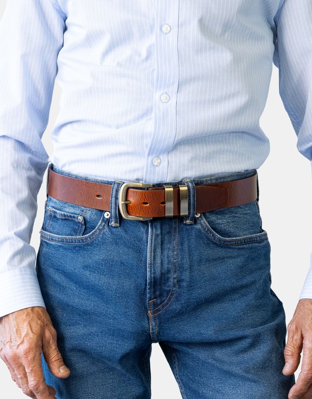 Buckle - Jackaroo. Australian Made Full Grain Natural Leather Belt. 38mm width.