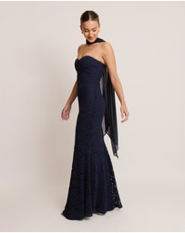 Six Stories - Lace Corset Maxi Dress with Neck Scarf