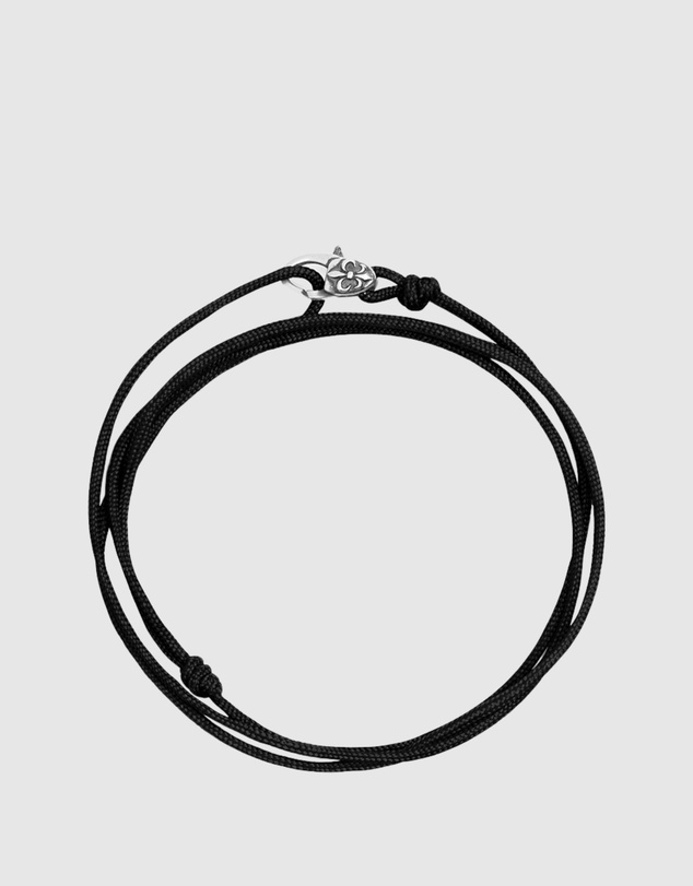 Nialaya Jewellery - Black Wrap-Around String Bracelet with Sterling Silver Lock
