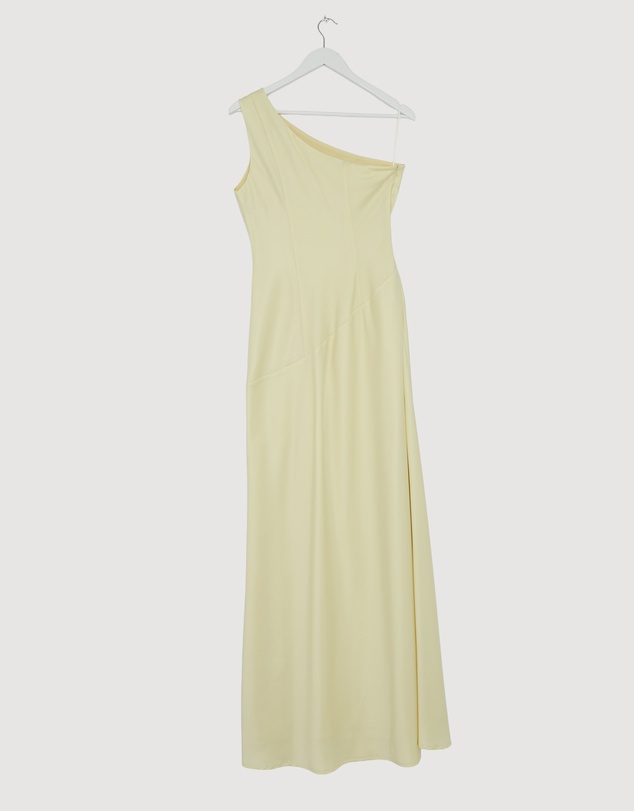Revibe - Repaired CHANCERY Hallie Satin One Shoulder Drape Maxi Dress - AU 8