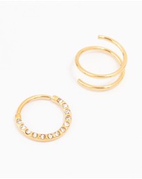 Lovisa - Gold Plated Cubic Zirconia And Spiral Nose 2-Pack