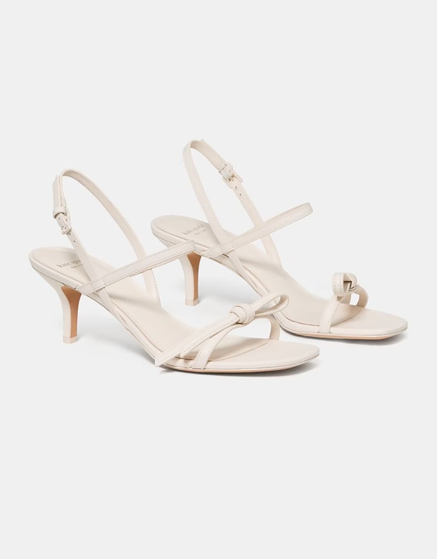 Kate Spade - Loop Smooth Leather Kitten Heel Sandals