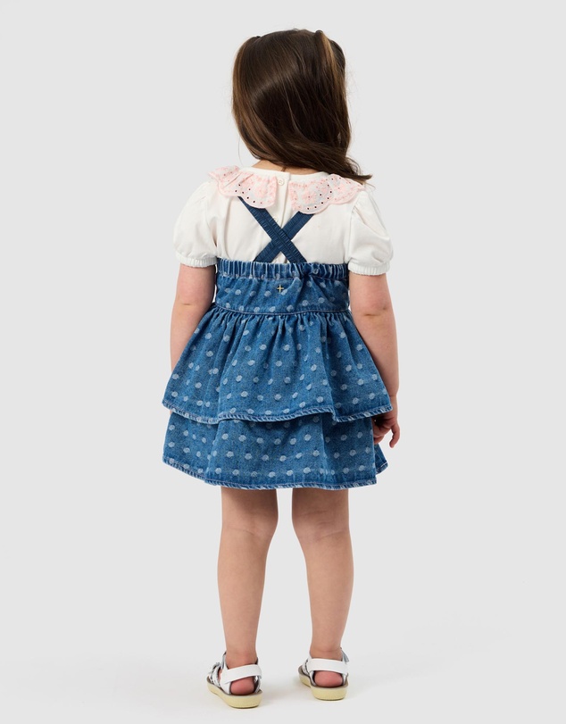 Goldie + Ace - Lightweight Denim Elastic Strap Pinafore Dress - ICONIC EXCLUSIVE - Babies-Kids