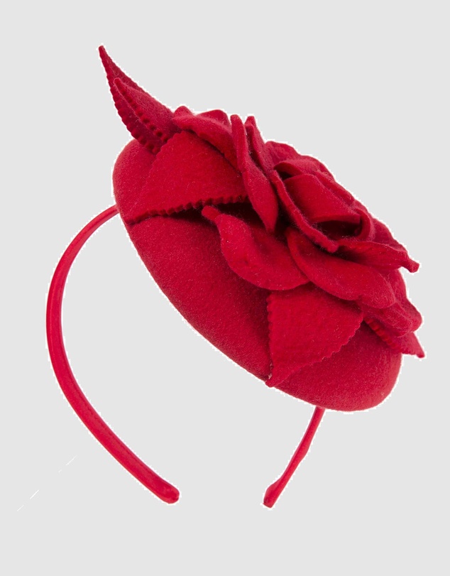 Max Alexander - Felt Red Winter Pillbox Fascinator