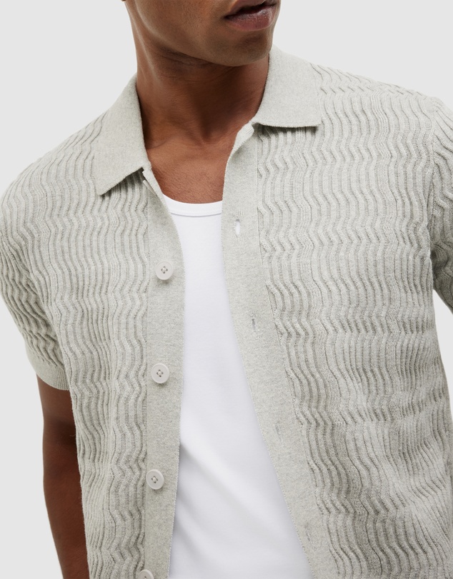 Politix - Wave Knit Button Down Short Sleeve Shirt