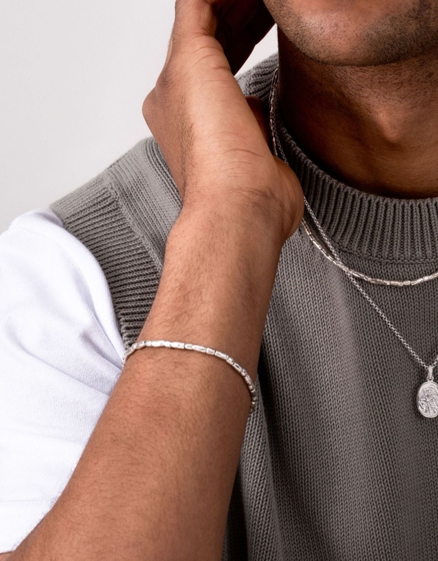 Dower & Hall - Men's Rice Nomad Bracelet In Sterling Silver