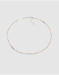 Elli Jewelry - Necklace Choker Glass Beads Heart Trend in 925 Sterling Silver