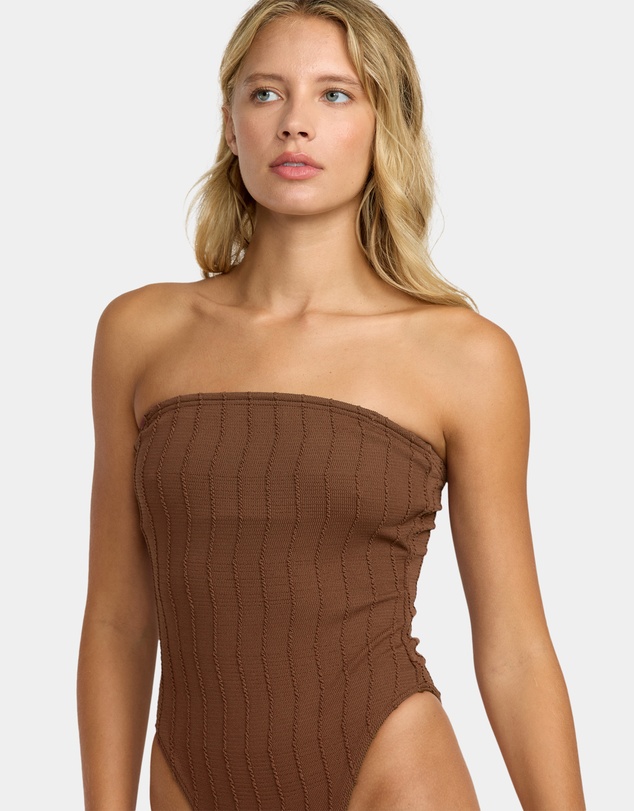RVCA - Womens Chevy Grooves Bandeau One Piece Swimsuit
