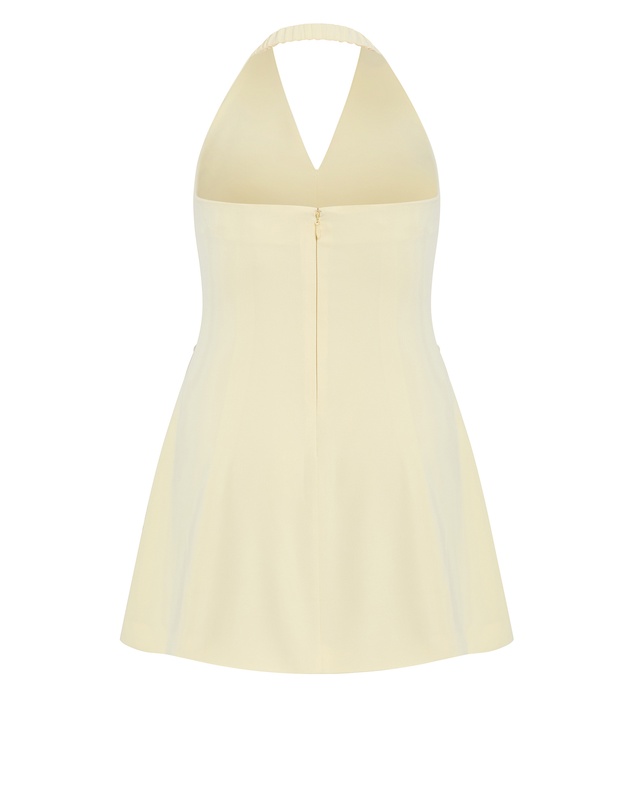 City Chic - Plus size Abbie Tailored Halter Mini Dress - lemon sorbet