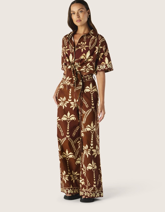 MOS The Label - Deia Print Tie Front Shirt