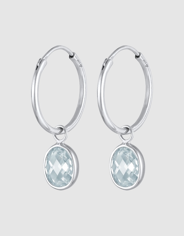 Elli Jewelry - Earrings Creole Zirconia 925 Sterling Silver