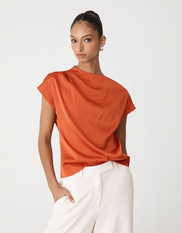 Forcast - Zafina Pleated Draped Top