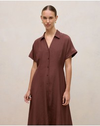 Trenery - Soft Seam Detail Shirt Dress in Espresso