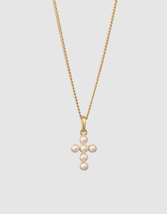 Elli Jewelry - Necklace Cross Pearl Communion 925 Sterling Silver Gold-Plated