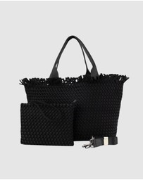 Chuchka - Woven Neoprene X-Large Beach Tote - Fringe Black
