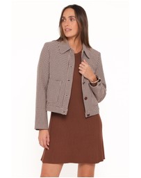 Petal & Pup - Harvie Crop Trucker Jacket - Brown Houndstooth