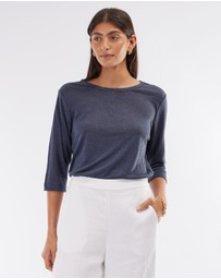 Amelius - Bronte Linen Three Quarter Jersey Top